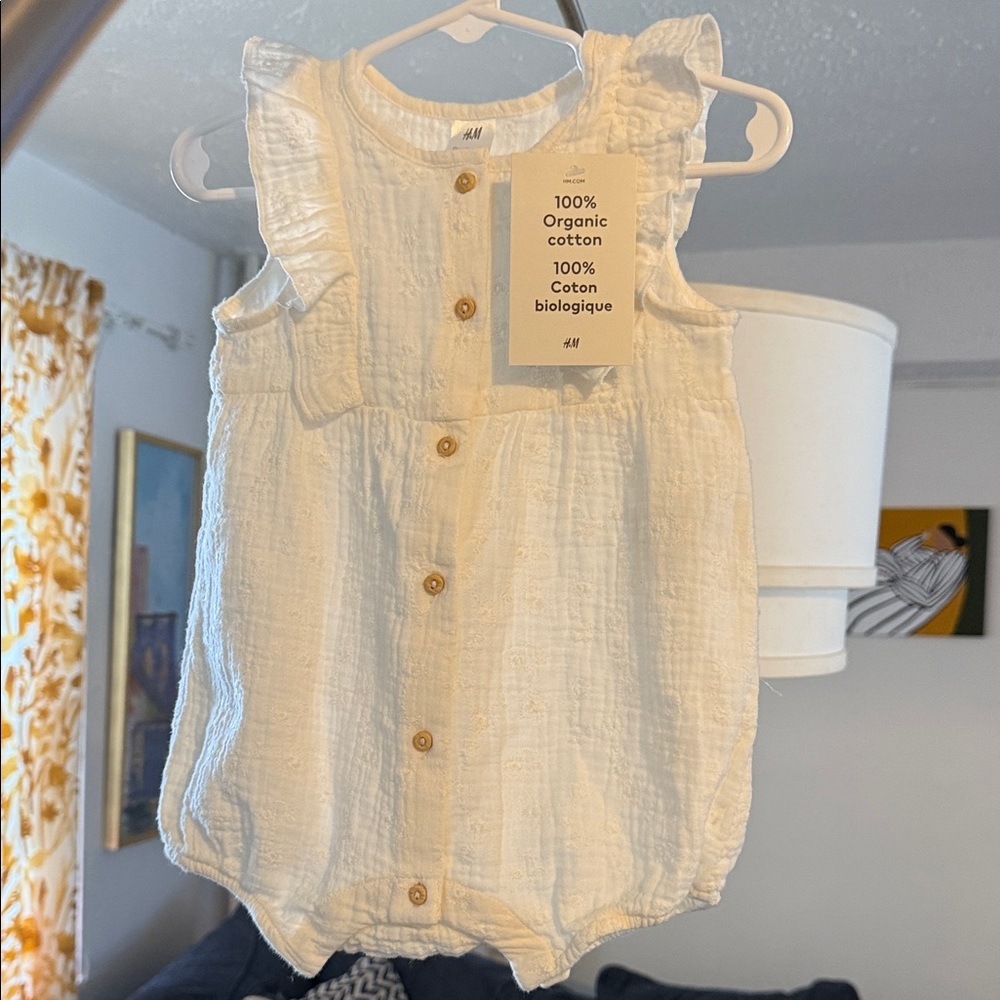 H&M Cream Organic Cotton Baby Romper